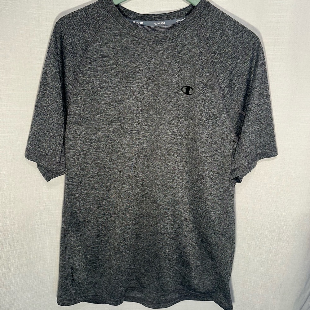 Champion Vapor Performance Heather Gray Short Sleeve Crewneck T-Shirt Size Large
